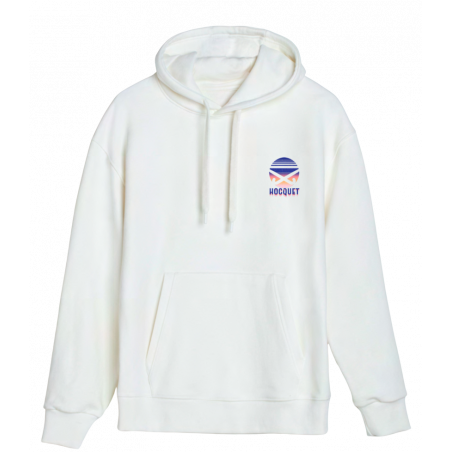 Hoodie coton bio blanc logo hockey sur gazon HOCQUET