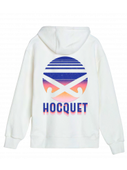 Hoodie coton bio blanc logo hockey sur gazon HOCQUET
