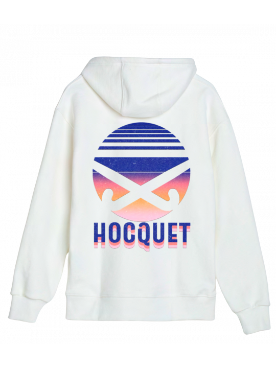 Hoodie coton bio blanc logo hockey sur gazon HOCQUET