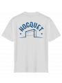 T-shirt blanc en coton bio « Goal » avec illustration de but de hockey sur gazon – modèle Hocquet coupe classique
