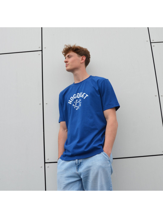 T-shirt bleu royal Hocquet avec logo crosses de hockey